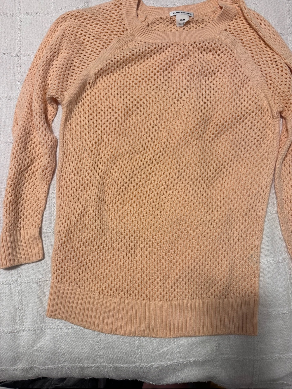 Peach Knit Open Weave Sweater